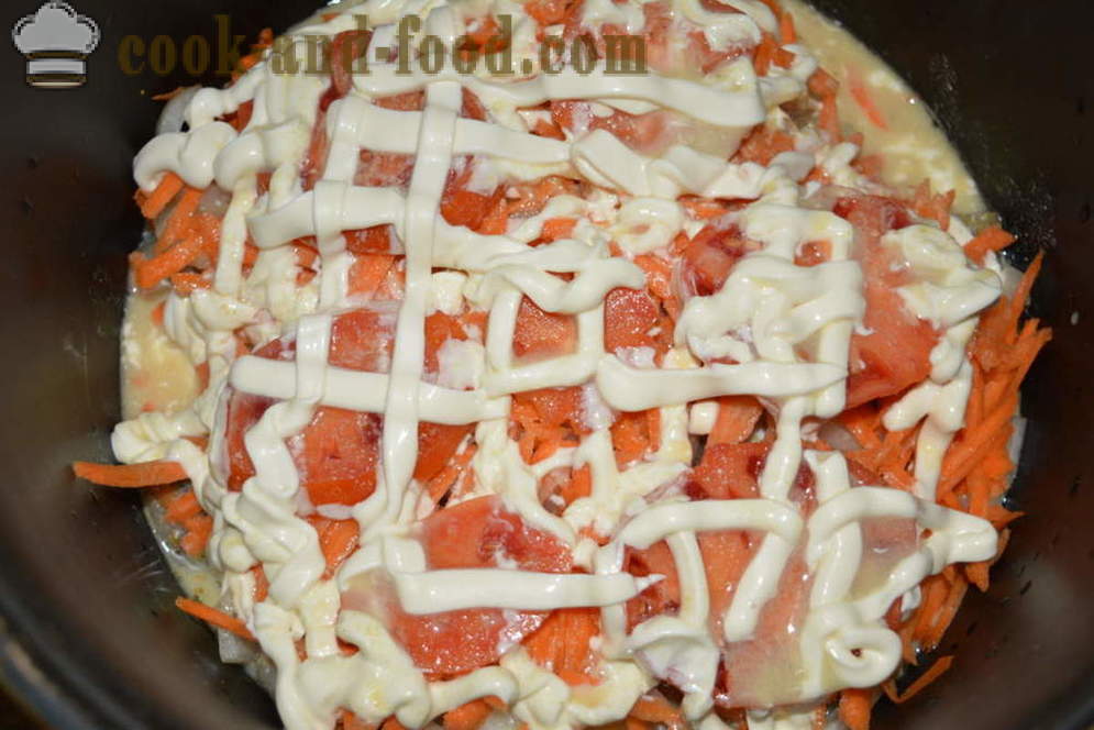 Pollock, compotes avec des oignons, les carottes et les tomates dans la mayonnaise - étape par étape comment faire cuire le ragoût de lieus avec des légumes dans multivarka, la recette avec une photo