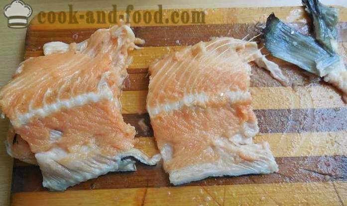 Comment décaper des arêtes de poisson rouge avec une fumée liquide - une délicieuse recette de crêtes saumon salé, avec des photos