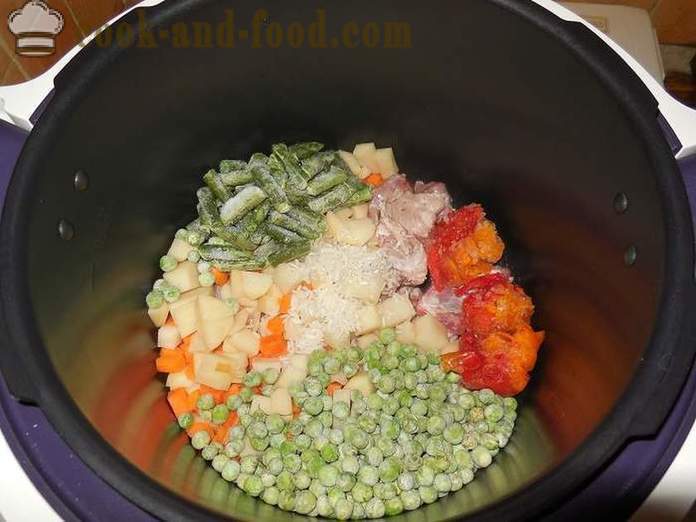 Délicieuse soupe aux légumes avec de la viande dans multivarka - une étape recette pas à pas avec des photos comment faire cuire la soupe de légumes avec des pois et des haricots verts surgelés