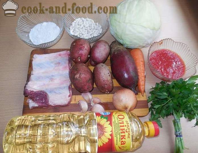 Classique bortsch ukrainien avec les betteraves, les haricots et la viande - une étape recette pas à pas avec des photos comment faire cuire la soupe dans multivarka.