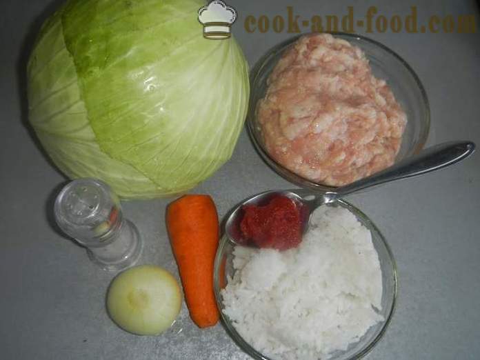 Délicieux farcis à la viande hachée, le riz et la sauce tomate - comment faire cuire les roulades de chou dans multivarka, étape par recette pas à pas avec des photos.