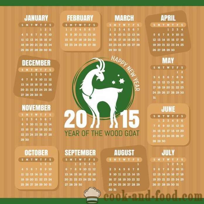 Calendrier pour 2015 Année de la Chèvre (Sheep): télécharger le calendrier gratuit de Noël avec des chèvres et des moutons.